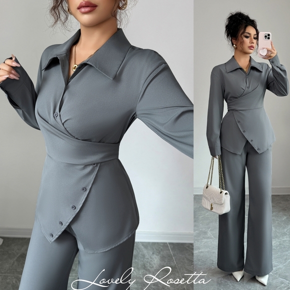 Jazzy Gray Women's Pants Set - Picture 1 of 9